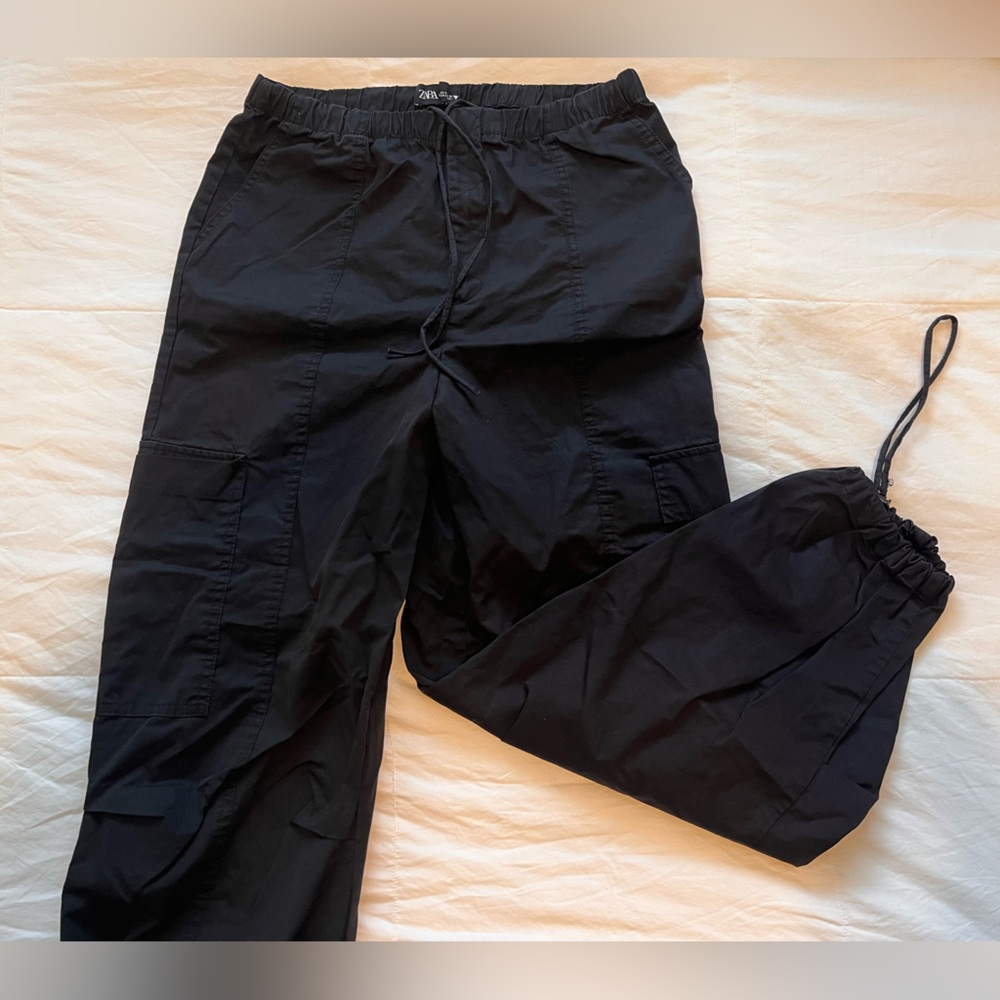 ZARA parachute pants black